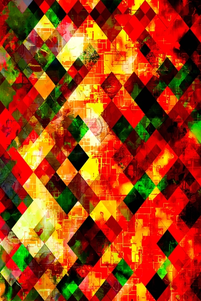 geometric pixel square pattern abstract background in red yellow green by Timmy333