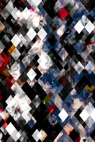 geometric pixel square pattern abstract background in blue red black by Timmy333