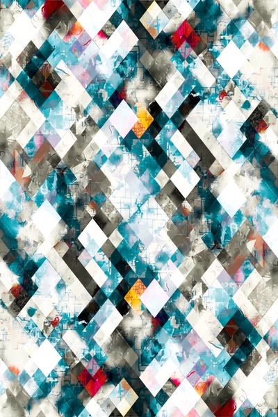 geometric pixel square pattern abstract background in blue yellow by Timmy333