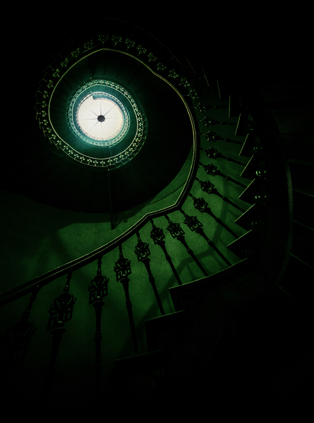 Spiral staircase in green tones by Jarek Blaminsky