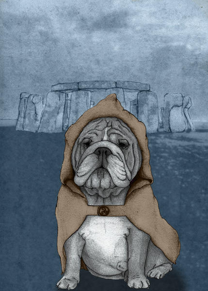 English Bulldog With Stonehenge by Barruf