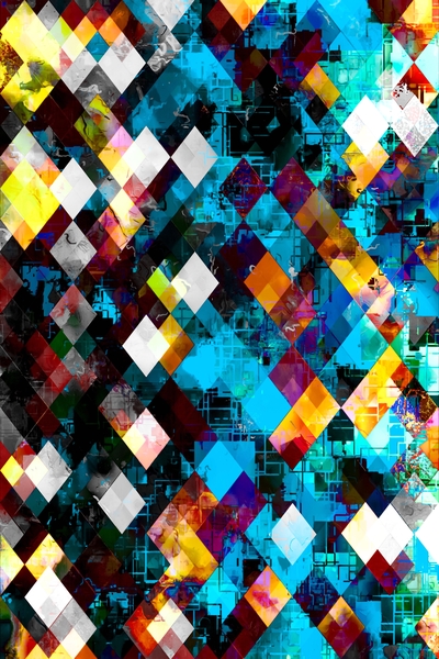 geometric pixel square pattern abstract background in blue yellow by Timmy333