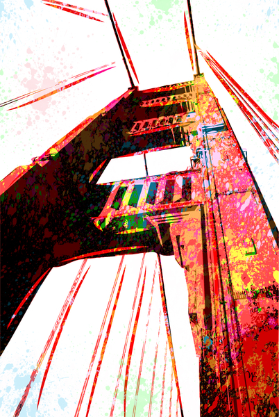 Golden Gate Bridge - San Francisco - Pop Art - Paint Splatter - Digital Art by William Cuccio WCSmack