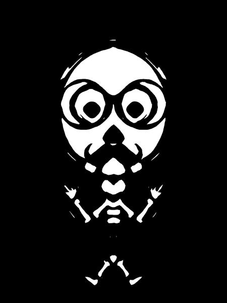 old skinny skull and bone with glasses in black and white by Timmy333