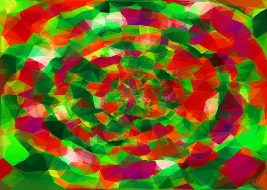 psychedelic geometric polygon pattern abstract in red green pink by Timmy333