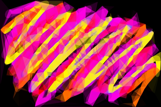 psychedelic geometric polygon abstract in pink yellow orange black by Timmy333