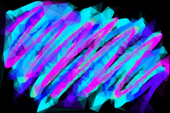psychedelic geometric polygon abstract in pink blue with black background by Timmy333
