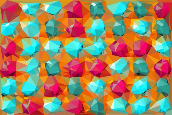 geometric polygon abstract pattern in orange pink green by Timmy333