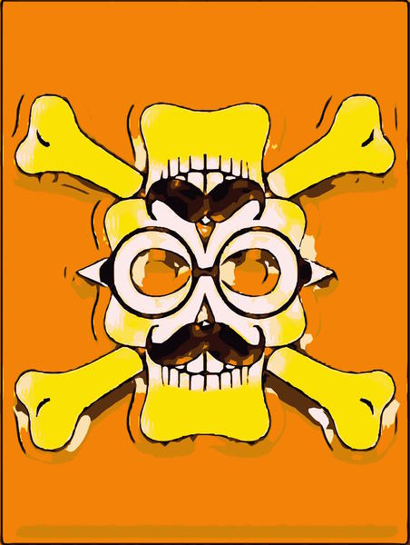 yellow old vintage skull and bone graffiti drawing with orange background by Timmy333