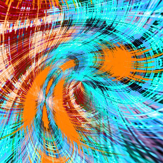 brown orange and blue curly line pattern abstract by Timmy333