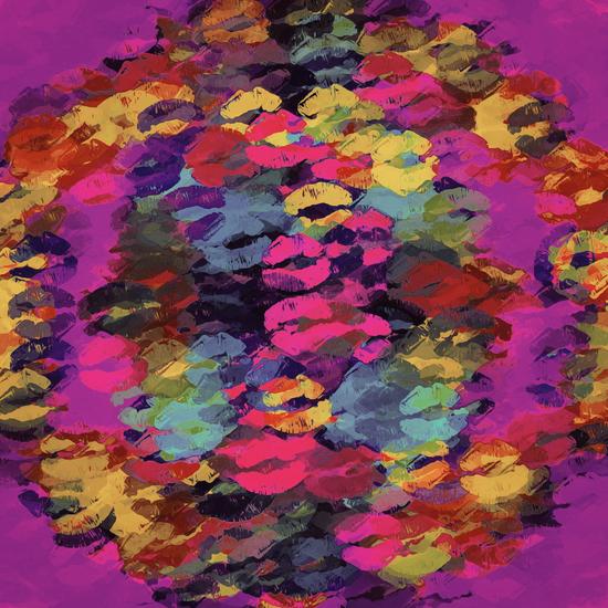 pink red yellow and purple kisses lipstick abstract background by Timmy333