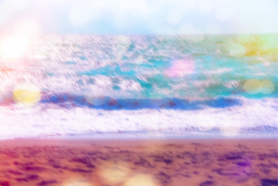 sandy beach with blue wave and summer light bokeh background by Timmy333