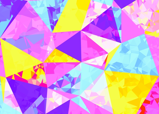 geometric triangle polygon pattern abstract in pink purple blue yellow by Timmy333