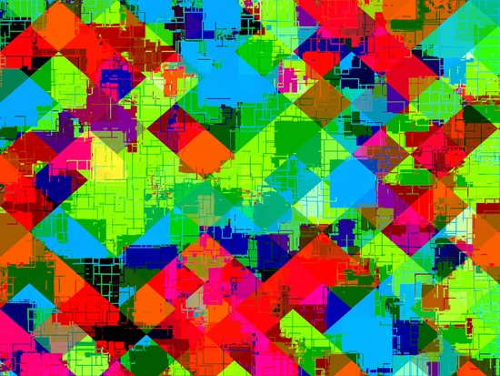 geometric square pixel pattern abstract in green red blue by Timmy333