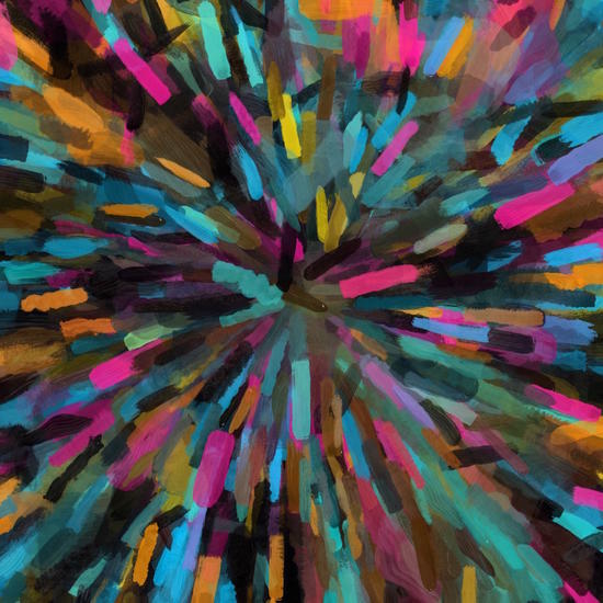 splash painting abstract in pink blue orange yellow by Timmy333