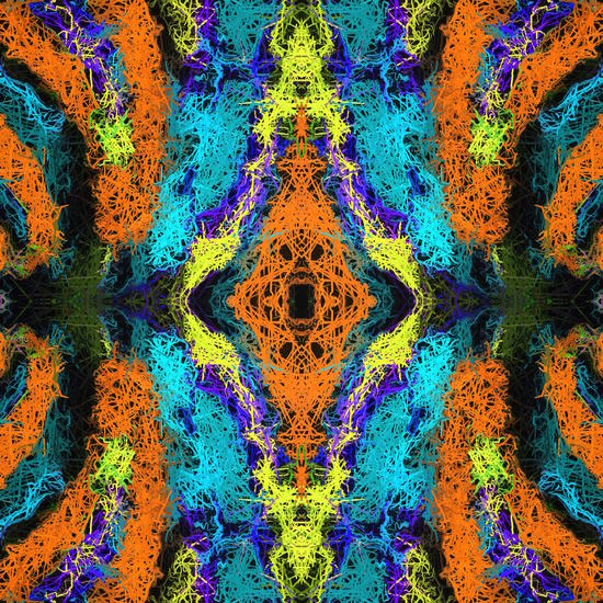 psychedelic graffiti geometric drawing abstract in orange yellow blue purple by Timmy333