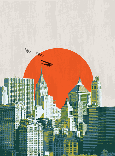 Red sun on NY by tzigone