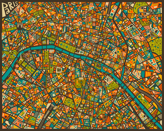 PARIS STREET MAP by Jazzberry Blue