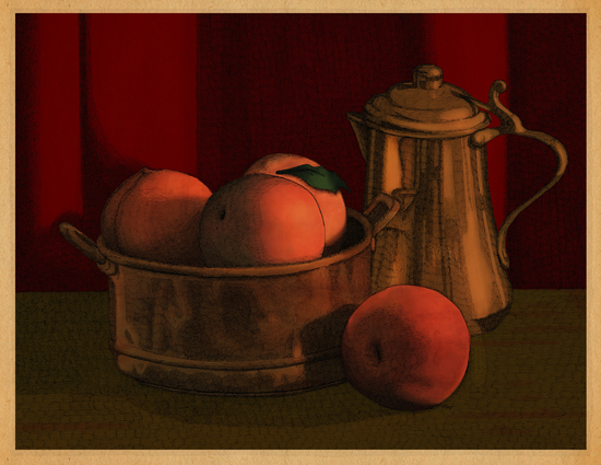 Still Life with Peaches by MegShearer