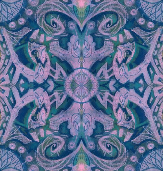 Summer Twilight, abstract floral pattern by Julia Khoroshikh