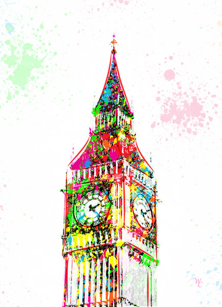 Big Ben - London - Pop Art - Paint Splatter - Digital Art by William Cuccio WCSmack