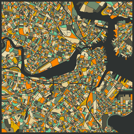 BOSTON MAP 2 by Jazzberry Blue