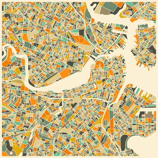 BOSTON MAP 1 by Jazzberry Blue