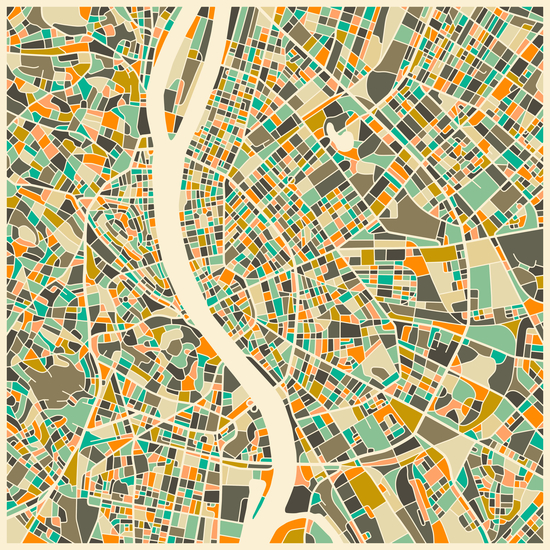 BUDAPEST MAP 1 by Jazzberry Blue