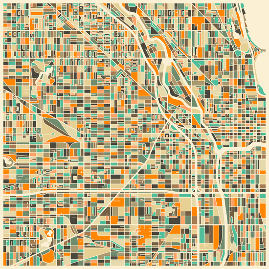 CHICAGO MAP 1 by Jazzberry Blue