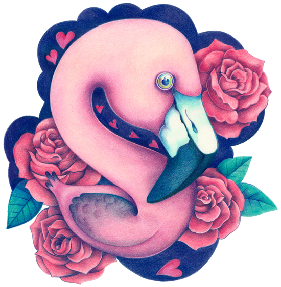 Heart Queen Flamingo by Anna Cannuzz Canavesi