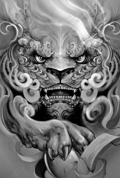 Foo dog by Elvintattoo