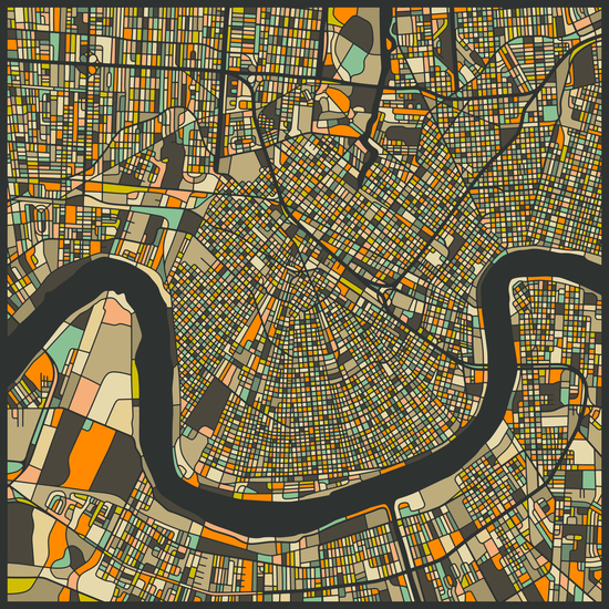 NEW ORLEANS MAP 2 by Jazzberry Blue
