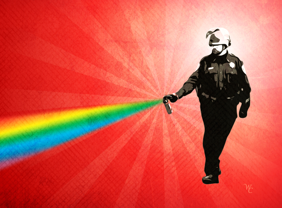 Pepper Spray Cop Rainbow - Pop Art by William Cuccio WCSmack