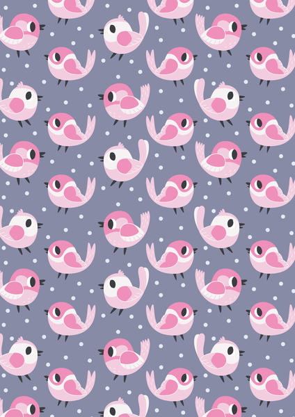 Pink Birds Pattern by Claire Jayne Stamper