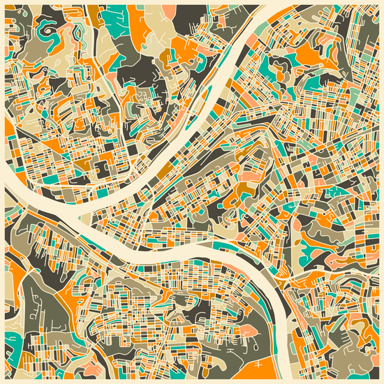 PITTSBURGH MAP 1 by Jazzberry Blue