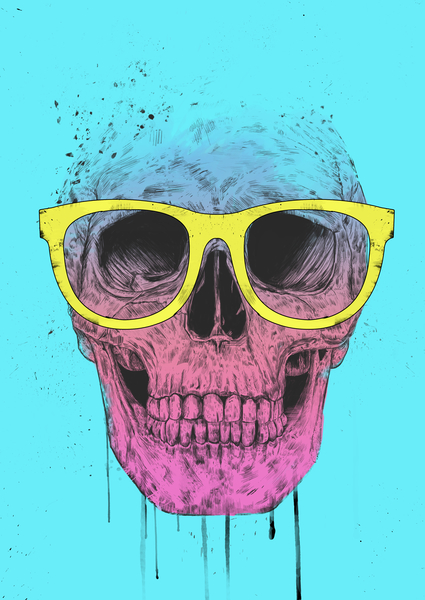 Pop art skull with glasses by Balazs Solti