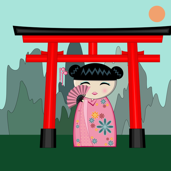 Red gate kokeshi by PIEL Design