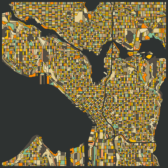 SEATTLE MAP 2 by Jazzberry Blue