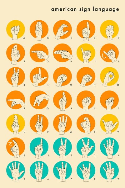 SIGN LANGUAGE HAND ALPHABET by Jazzberry Blue
