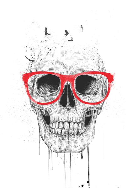 Skull with red glasses by Balazs Solti
