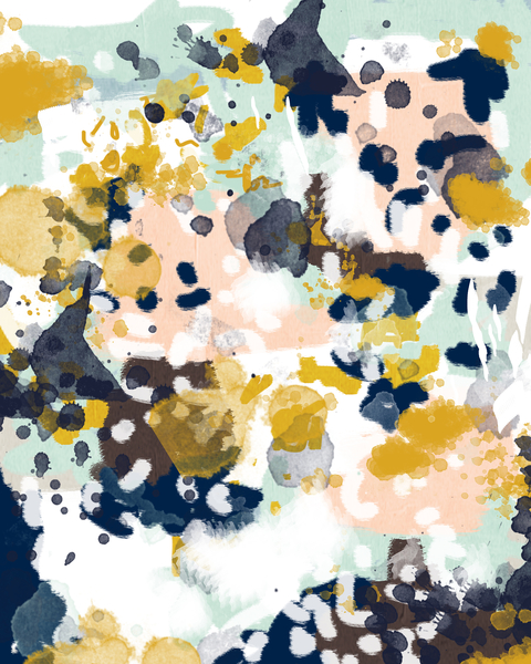 Sloane - Abstract painting in modern fresh colors navy, mint, blush, cream, white, and gold by Charlotte Winter