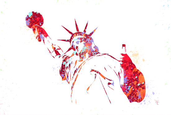 Statue of Liberty - Watercolor - Paint Splatter - Pop Art by William Cuccio WCSmack