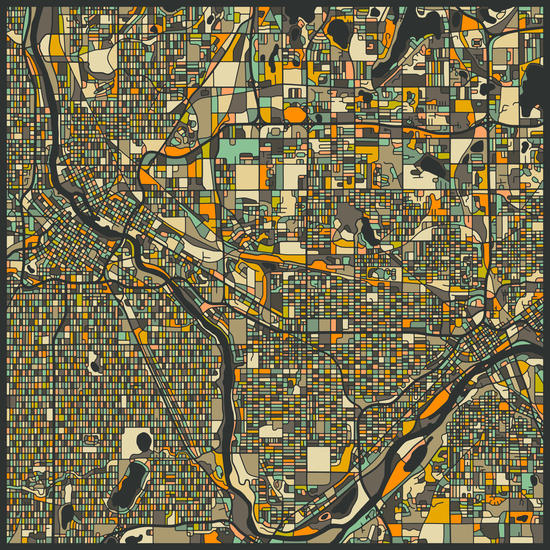 TWIN CITIES MAP 2 by Jazzberry Blue