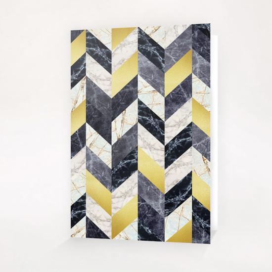 Chevron geometric marble and gold Greeting Card & Postcard by Vitor Costa