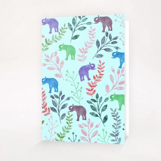 Floral and Elephant X 0.2 Greeting Card & Postcard by Amir Faysal