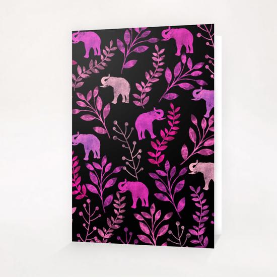 Floral and Elephant  Greeting Card & Postcard by Amir Faysal