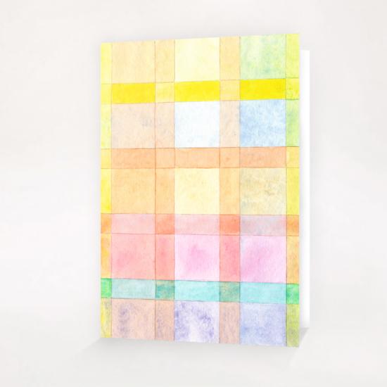 Pastel colored Watercolors Check Pattern  Greeting Card & Postcard by Heidi Capitaine