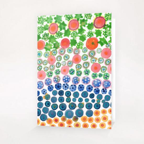 Playful Green Stars and Colorful Circles Pattern  Greeting Card & Postcard by Heidi Capitaine