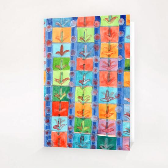 Colorful Planting Plants in Squares Pattern  Greeting Card & Postcard by Heidi Capitaine