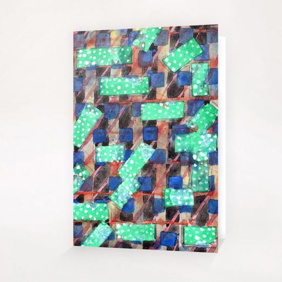 Dotted Green Rectangles on Top Pattern  Greeting Card & Postcard by Heidi Capitaine